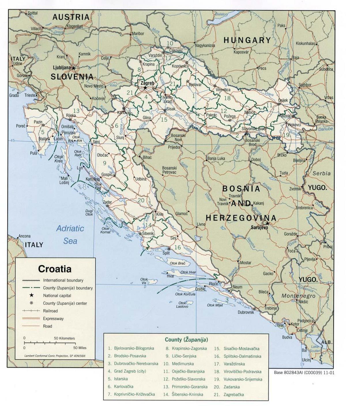 Agana kroatia kartta - kroatian venesatamat kartta (Etelä-Euroopassa -  Eurooppa)