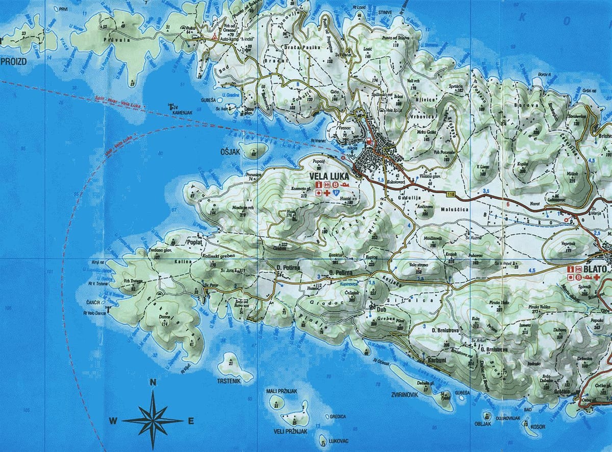 kartta korcula kroatia