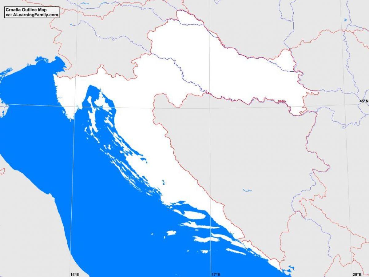 Kroatia tyhjä kartta - kartan Ääriviivat kroatia (Etelä-Euroopassa -  Eurooppa)