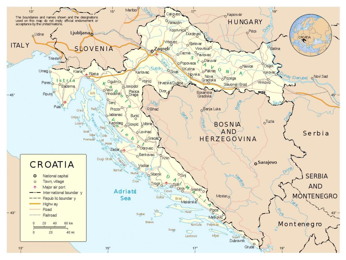 kartta kroatian kaupungeissa