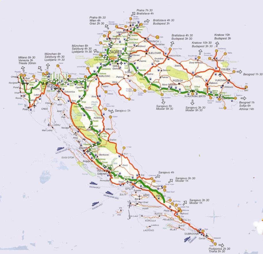 kartta kroatian road trip