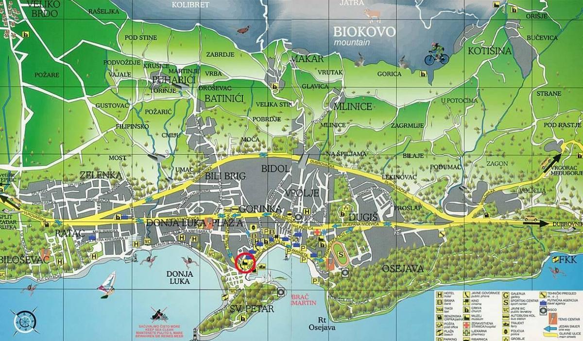 Makarska kartta - Kartta makarska (Etelä-Euroopassa - Eurooppa)