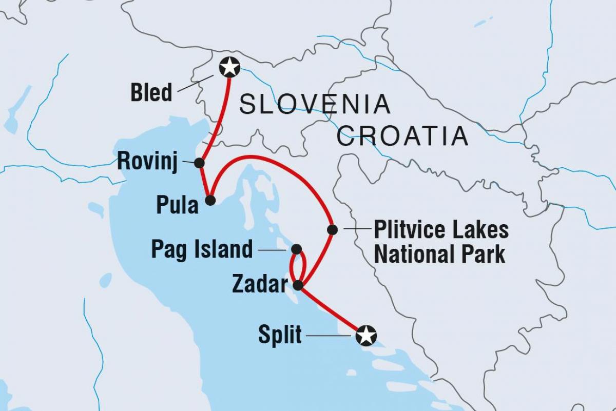 plitvice, kroatia kartta