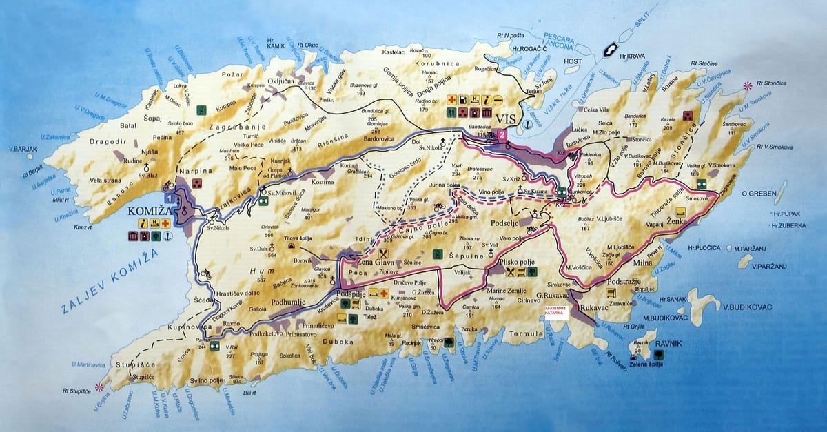 kartta vis, kroatia