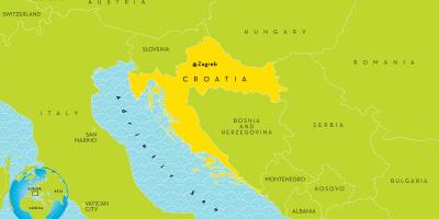 Kartta kroatiassa ja lähialueilla
