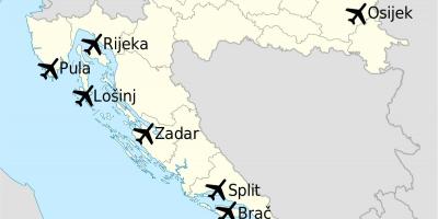 Kartta kroatian osoittaa lentokentät